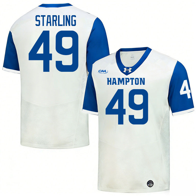 Hampton Pirates #49 Brett Starling College Football Jerseys,Uniforms-White